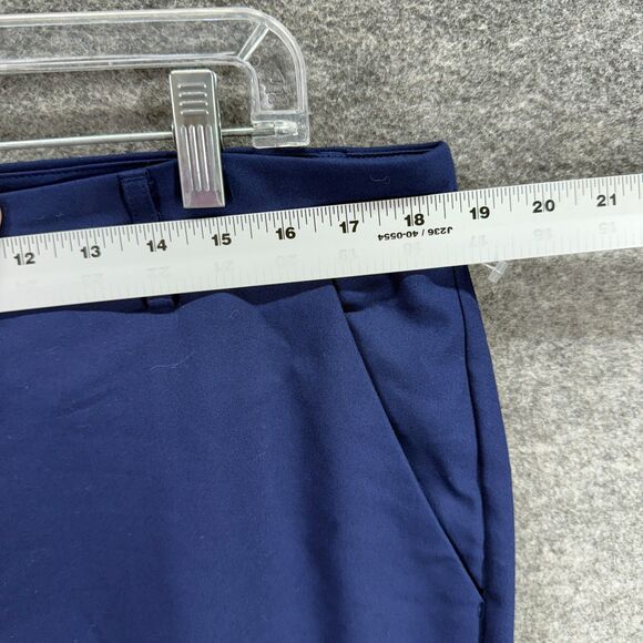 Express Pants Women 14 Blue Mid Rise Ankle Columnist Stretch Pockets Pleated - Picture 3 of 9